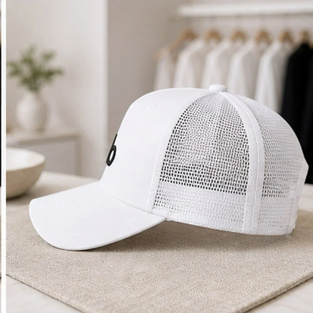 ALO Yoga White Black Athleisure Mesh Trucker Cap Hat Logo